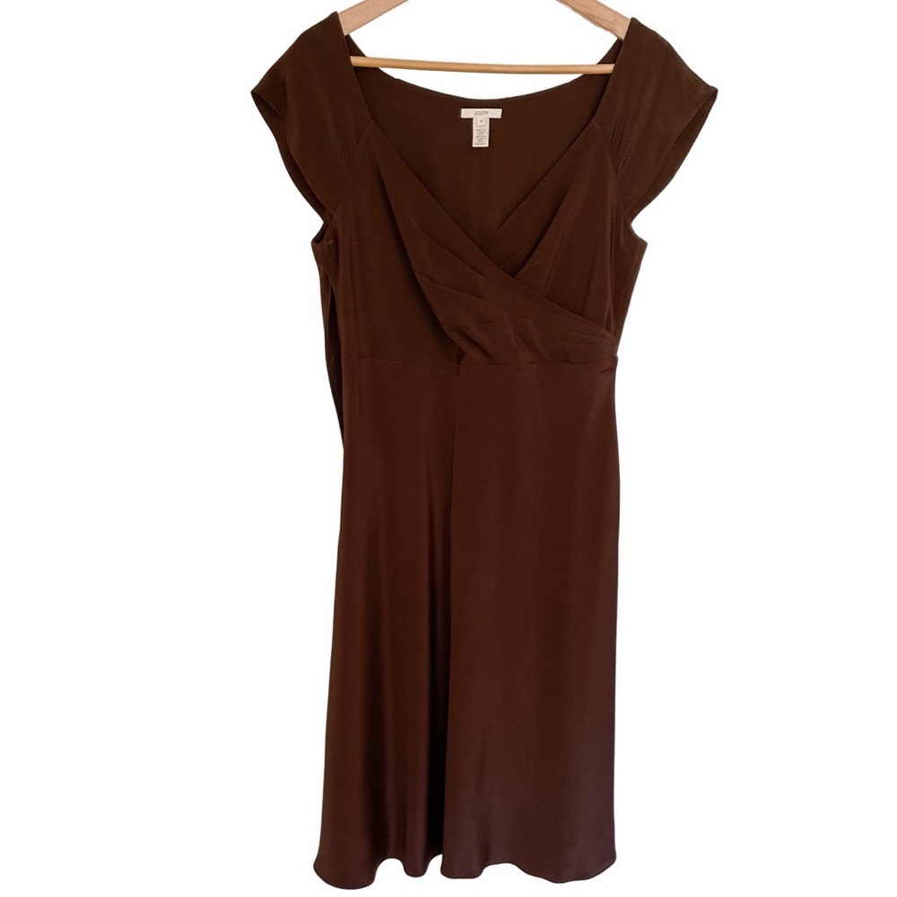 J. Crew Espresso Brown Cecelia Dress in Silk Tricotine